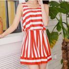 Sleeveless Striped Swim Dress