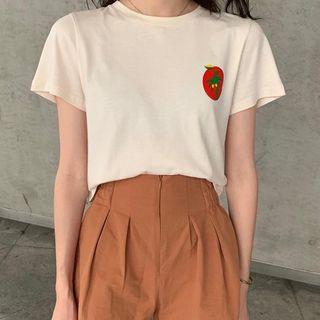 Short-sleeve Printed T-shirt / Plain High-waist Shorts
