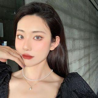 Faux Pearl Layered Necklace 1 Pc - Faux Pearl Layered Necklace - One Size