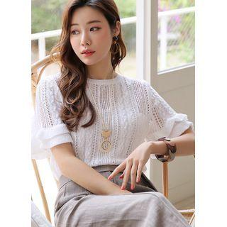 Layered Frill-cuff Light Knit Top