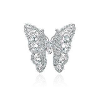 Elegant And Fashion Butterfly Brooch With Cubic Zirconia Silver - One Size