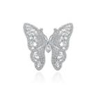 Elegant And Fashion Butterfly Brooch With Cubic Zirconia Silver - One Size