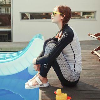 Set Of 2: Long-sleeve Rash Guard + Swim Pants