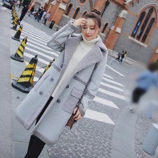Faux Shearling Double-breasted Coat