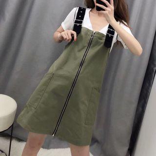 Zip-up A-line Overall Dress