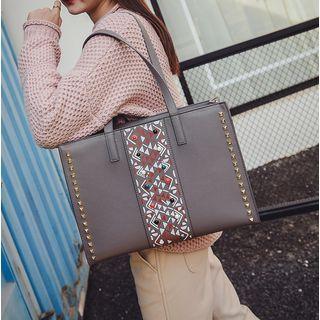 Faux Leather Studded Tote Bag