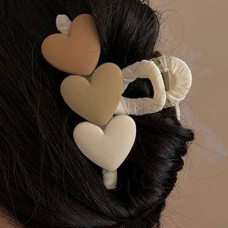 Heart Hair Clamp 2330a - Milky White & Coffee - One Size
