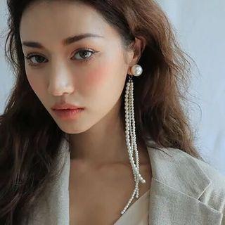 Asymmetric Faux Pearl Drop Statement Earring 1 Pair - Earring - Asymmetric - One Size
