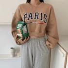 Cropped Letter-embroidered Sweatshirt