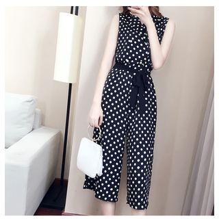 Polka Dot Sleeveless Cropped Jumpsuit