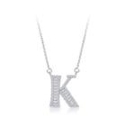 925 Sterling Silver Fashion Personality English Alphabet K Cubic Zircon Necklace Silver - One Size