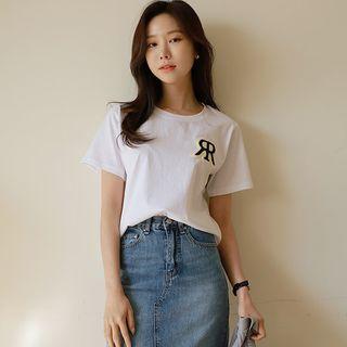 Fleece-patched Cotton T-shirt