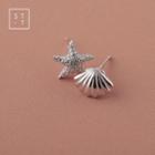 Non-matching 925 Sterling Silver Scallop Starfish Earring 1 Pair - Silver - One Size