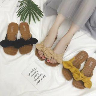 Faux-suede Bow Flat Slide Sandals