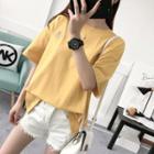 Bee Embroidered Elbow Sleeve T-shirt