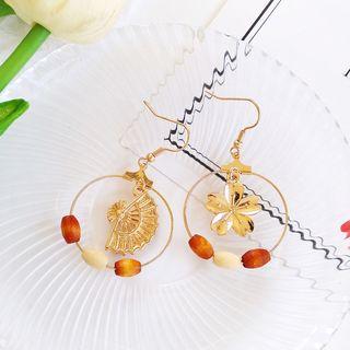 Cherry Blossom & Fan Non-matching Statement Earring