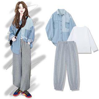 Denim Shirt / T-shirt / Sweatpants