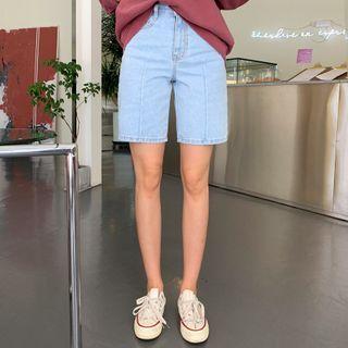 Seam-front Denim Shorts