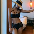 Set: Halter-neck Bikini Top + Lace-up Bottom