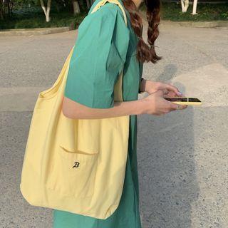 Lettering Canvas Tote Bag Milky Yellow - One Size