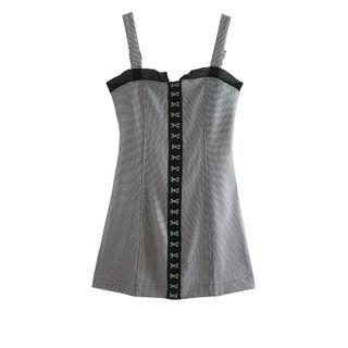 Spaghetti Strap Houndstooth Sheath Dress