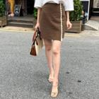 Band-waist Lace-trim Mini Skirt