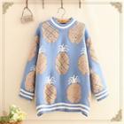 Pineapple Print Round-neck Sweater