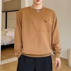 Long-sleeve Plain Asymmetrical Sweatshirt