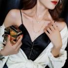 Rhinestone Faux Pearl Layered Necklace Gold - One Size