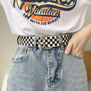 Checker Canvas Belt Black - One Size