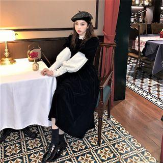 Puff-sleeve Blouse / Short-sleeve Corduroy A-line Dress