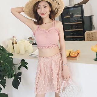 Set: Tankini Top + Bottom + Cover-up Skirt