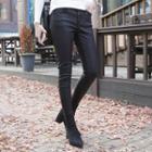 Zip-side Coated Slim-fit Pants