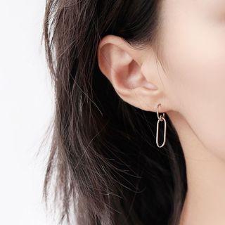 925 Sterling Silver Oval Dangle Earring 1 Pair - Silver - One Size