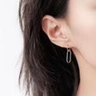 925 Sterling Silver Oval Dangle Earring 1 Pair - Silver - One Size