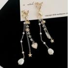 Asymmetrical Fringed Faux Pearl Earring 1 Pair - Gold - One Size