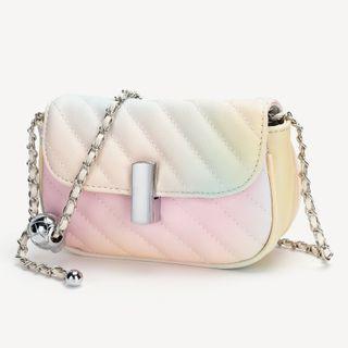 Chain Gradient Flap Crossbody Bag Light Pink & Light Yellow - One Size