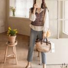 V-neck Multicolor Boucle-knit Vest