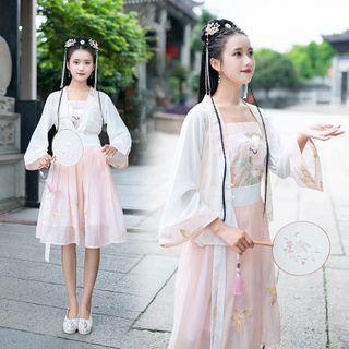 Traditional Chinese Chiffon Top / Frog Buttoned Jacket / Skirt / Set