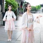 Traditional Chinese Chiffon Top / Frog Buttoned Jacket / Skirt / Set