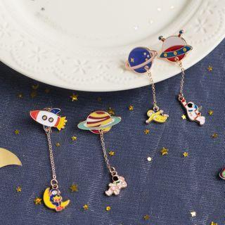 Planet / Rocket / Astronaut Alloy Brooch