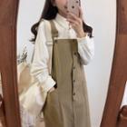 Long-sleeve Plain Shirt / Midi Overall Dress