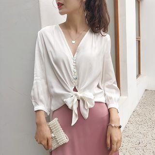 Elbow-sleeve Sequined Blouse