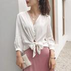 Elbow-sleeve Sequined Blouse