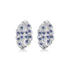 Fashion Simple Hollow Leaf Cubic Zircon Stud Earrings Silver - One Size