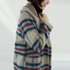 Single-breasted Furry Plaid Coat