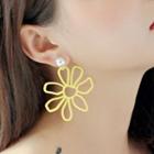 Faux Pearl Rhinestone Flower Earrings
