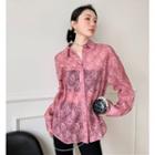 Long-sleeve Pattern Sheer Shirt