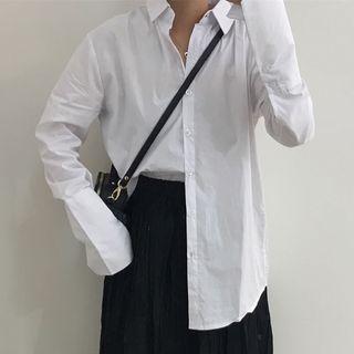 Pinstripe Bell Long-sleeve Blouse
