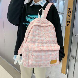 Plaid Quilted Zip Backpack